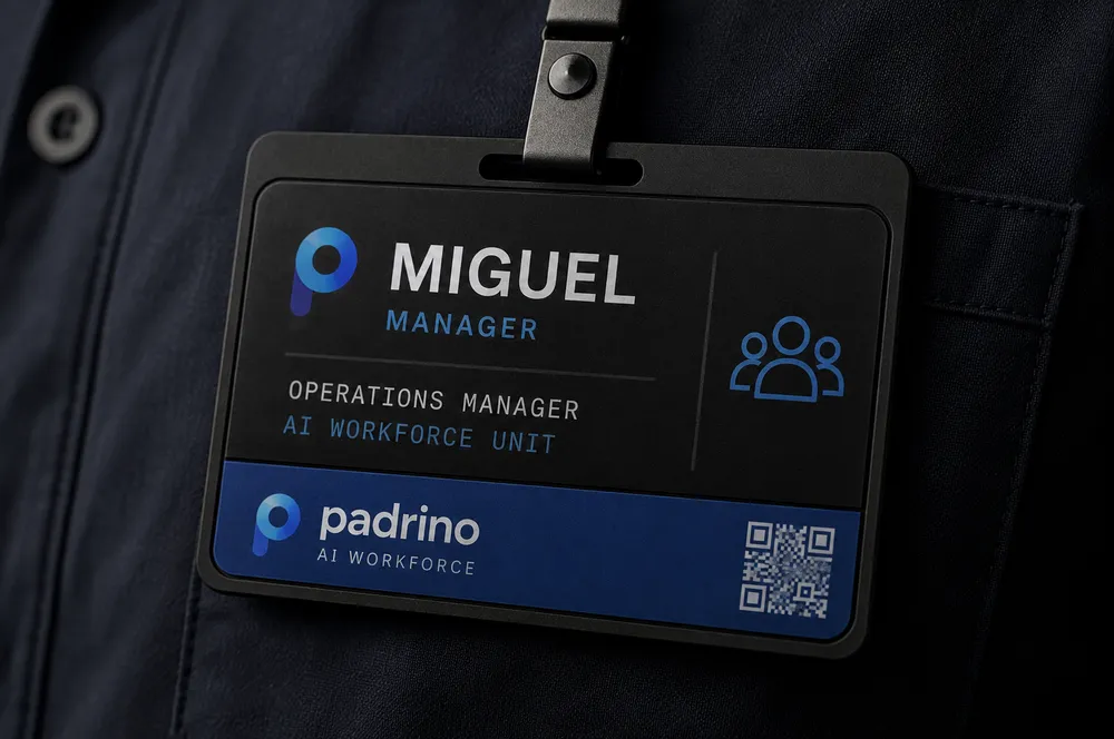 Miguel Manager — Padrino AI Workforce ID badge
