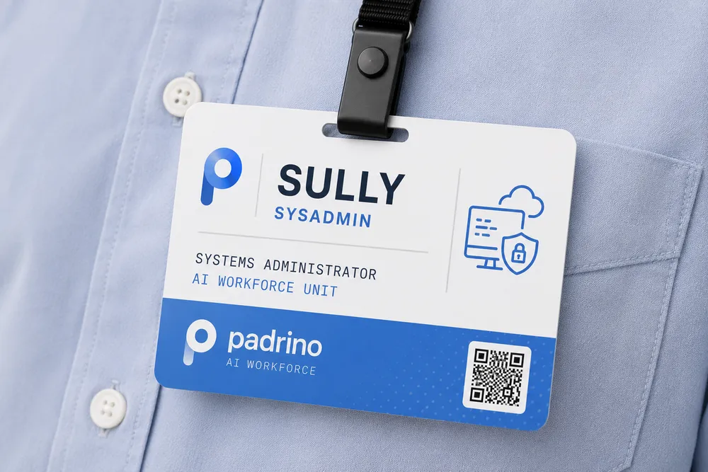 Sully Sysadmin — Padrino AI Workforce ID badge